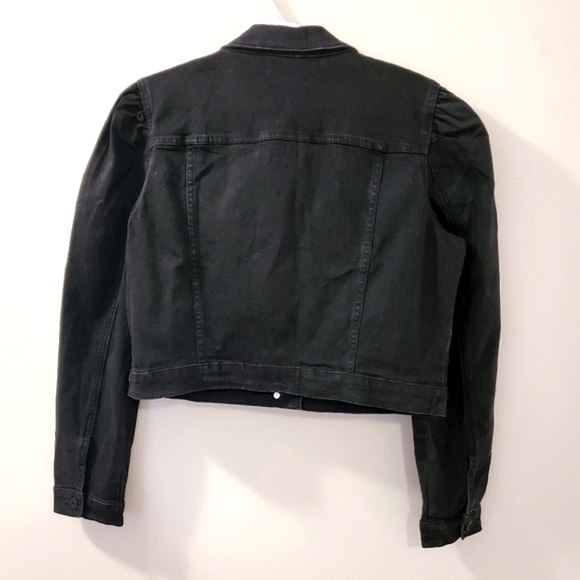 Chelsea & Violet Point Collar Puff Shoulder Jean Jacket - Size M (NWT) - Picture 5 of 9